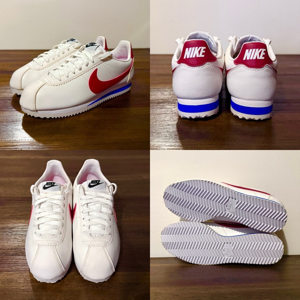 Nike Classic Cortez Leather White Red Blue - Women Size 6.5 (5M) Gump RARE MINT - Picture 3 of 4